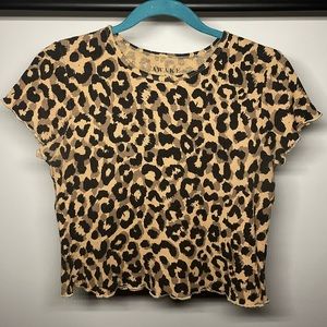 Cheetah Print Lettuce Edge Awake Crop Top